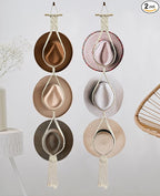 2 Pieces Hat Racks Hat Hangers for Wall, Bohemian Hat Organizer for Wall Hanging Hat Display, Hand Weaving Boho Hat Rack Deco