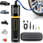 Tire Inflator Portable Air Compressor, Omont 150PSI Electric Bike Tire Pump Cordless Air Pump for Car Tires, 4X Faster Portable Tire Inflator with Digital Pressure Gauge for Car Bike Motorcycle Ball
