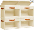 Homsorout Large Storage Bins with Lids - 4 Pack Foldable Decorative Organizers with Clear Windows & Handles, Cube Storage Org