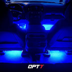 OPT7 Aura Double Row Car LED Lights Interior 6pc with Wireless Remote Control, Multicolor Mode, Sound Active Function Inside Ambient Lighting Kit, Footwell Floor Decor, Charger Adapter 12V