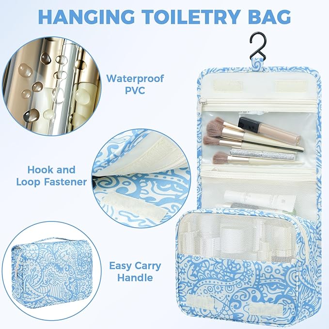 BAGAIL 9 Set Packing Cubes with Packing List Luggage Packing Organizers for Travel Accessories (Blue paisley)