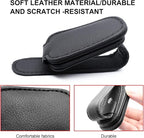 2 Pack Leather Car Visor Sunglass Holder, Magnetic Leather Glasses Eyeglass Hanger Clip for Car, Sunglass Clip Glasses Holder for Car Visor（Black）