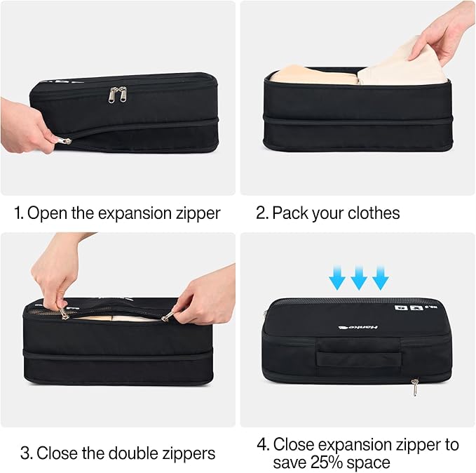 Hanke 7 Set Compression Packing Cubes for Travel, Expandable Large Packing Cubes for Suitcases and Backpack, Luggage Packing 