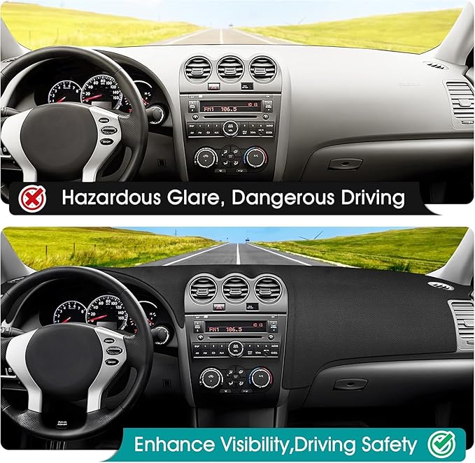FIILINES Dash Cover Fit for Nissan Altima 2007-2012 Accessories Sunshade Non-Slip Mesh Dash Cover for Altima Accessories Dash