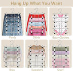Pants Hangers with Clips,Space Saving Hanging Closet Organizer-6 Tiers Skirt Hangers with 360° Swivel Hook,Closet Organizer-C