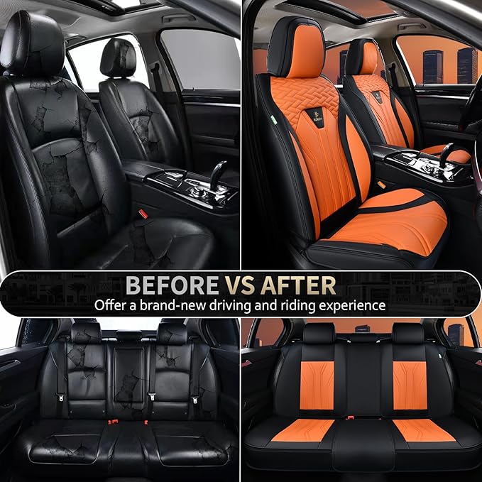 FLORICH Leather Seat Covers, Car Seat Covers Full Set, Car Seat Protectors 5 Seats, Automotive Seat Covers Driver Seat Covers