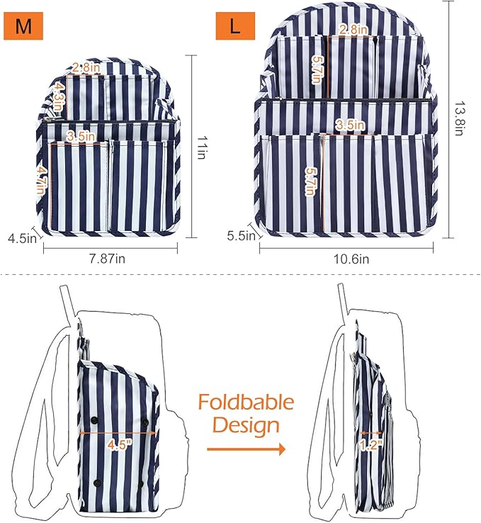 Surblue Backpack Organizer Insert Liner Hanging Travel Rucksack Purse and Handbag Insert Pocket, High-capacity Divider Foldab