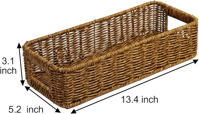 Basket for Toilet Paper Storage, Waterproof Wicker Baskets for Bathroom Counter Organizer, Small Storage Basket for Organizin