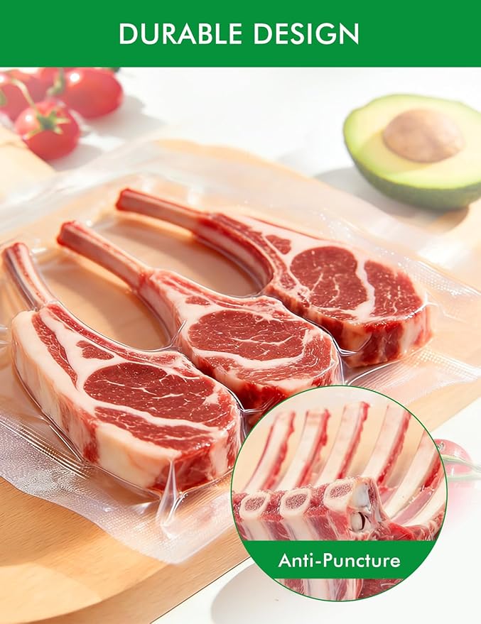 Vacuum Sealer Bags For Food-150 Quart 11"x16"and Quart 8"x12"and Pint 6"x10"-Commercial Grade BPA Free Bag-Durable Customized