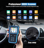 OBD2 Scanner with Upgrade Battery Tester - Diagnostic Tool for Cars that Check Engine Light & Emissions Readiness Read and