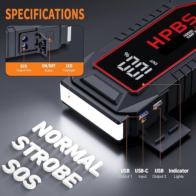 Car Battery Jump Starter, 5500A Peak Jump Starter Battery Pack for Up to All Gas and 10L Diesel Engines, 12V Portable Jump