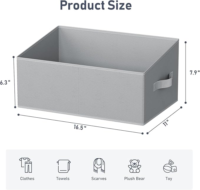 DIMJ Closet Storage Bins 8 Pack - Fabric Storage Baskets for Shelves, Large Clothes Organizers with Handles, Trapezoid Shelf 