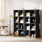COMHOMA 8 Wood Cube Storage Organizer with Open Back and Removable Back Panels, 11In Black Cube Storage Bookshelf, Cubicle Sh