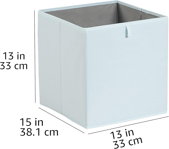 Amazon Basics Collapsible Cube Organizer Bins, Closet Storage Baskets for Shelves with Secure Pull Handle, Foldable Space-Sav
