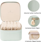 VLANDO Travel Jewelry Box Organizer – Portable PU Leather Jewelry Case with 6/8/12 Zippered Pouches, Compact Storage for Earr