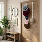 MyGift 2 Pcs Over The Door Hat Organizer, Door Hanger Hat Rack Display Storage, 5 Hooks Heavy Duty, for Coat, Scarf, Purse, W