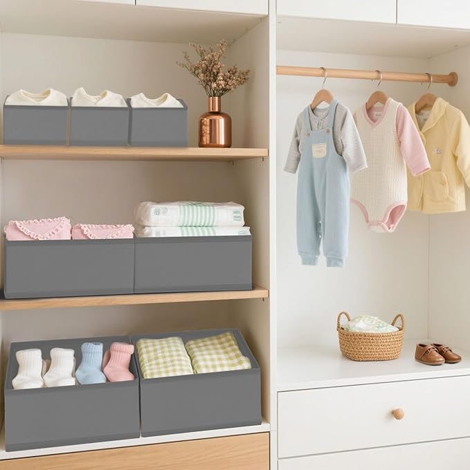 Drawer Organizer Clothes & Dresser Organizers - 12 Pack Foldable Drawer Dividers, Baby Clothes Organizer & Nursery Storage fo