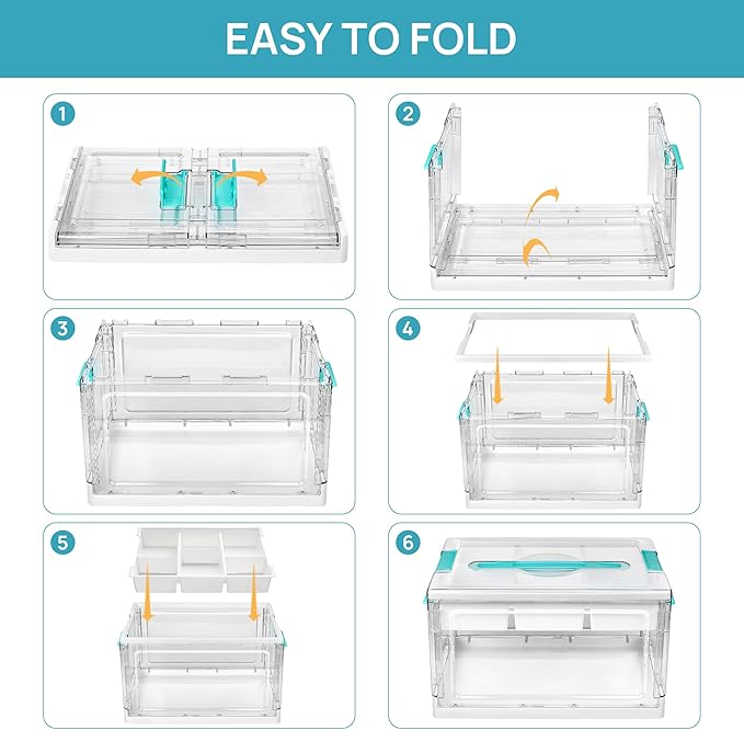 Vtopmart 24 QT Clear Plastic Craft Organizers and Storage Box with Removable Trays and Dividers,Art Supply Organizers and Sto