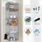 BrilliantJo 5 Shelves Hanging Closet Organizer, 2 Pack Hanging Storage with 6 Side Pockets for Clothes Bags, 43"x12"x12"(Ligh