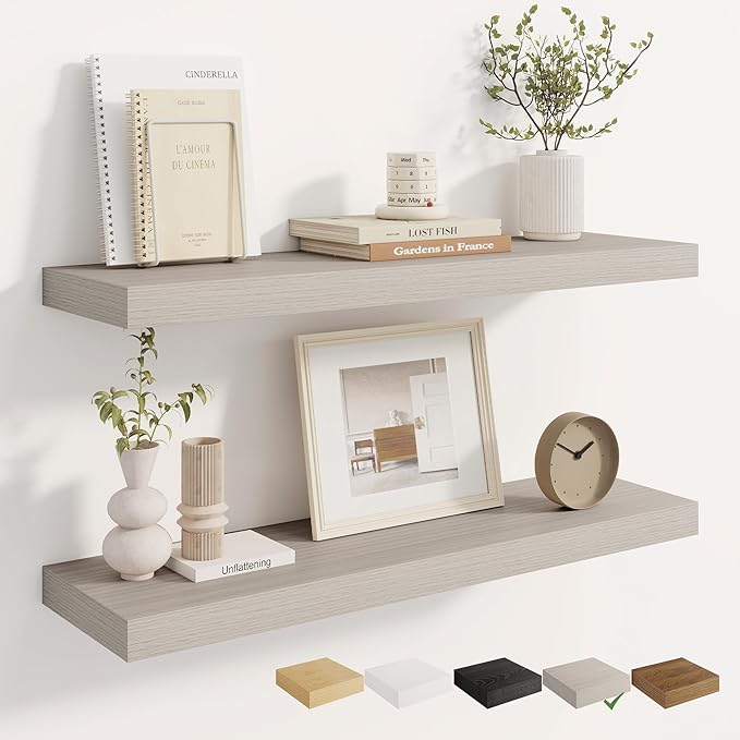 Dreamland 8" Deep Long Floating Shelves, 32 Inches Floating Shelves for Wall Set of 2, Large Display & Storage Shelf, Wall Sh