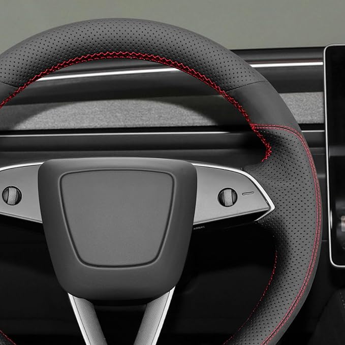 MEWANT Tesla Model 3 Highland/Model Y DIY Stitching Steering Wheel Cover Wrap for Tesla Model 3 Highland 2023-2025/Model Y 2025 Highland for Tesla Model 3/Model Y Accessories