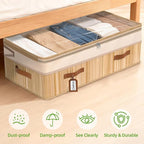 Livole Bamboo Under Bed Storage, 6-10 inches Height Adjustable Underbed Storage Containers, 92L XXXL Large Under Bed Storage 