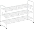 SUFAUY 3 Tier 33" Wide White Metal Shoe Rack for Closet, Stackable