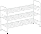 SUFAUY 3 Tier 33" Wide White Metal Shoe Rack for Closet, Stackable