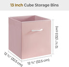 StorageWorks Pink Storage Cubes, 13x13 Storage Cube Bins with Handle, Cube Storage Organizer Bins for Shelves and Closet, Col