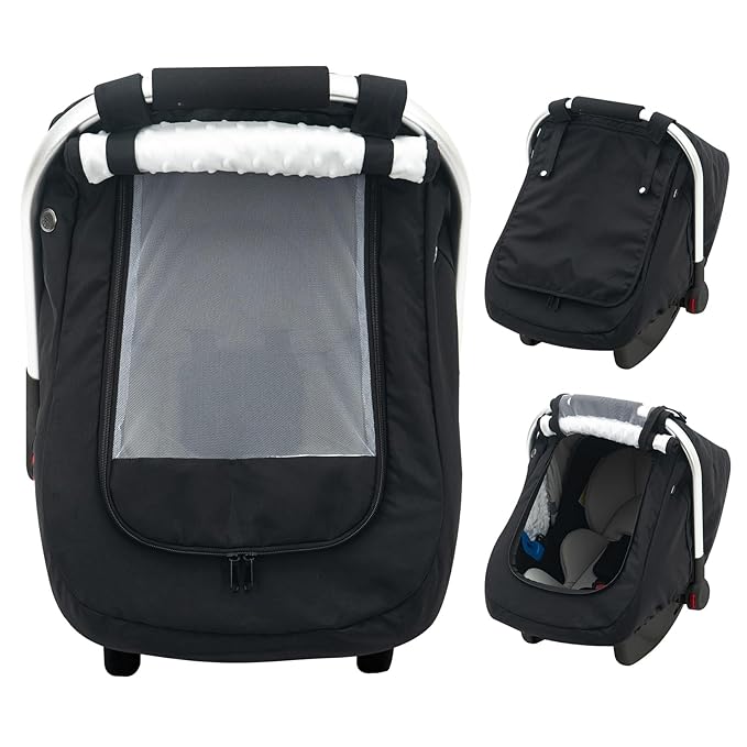 Waterproof Baby Car Seat Cover, Warm Carseat Cover for Cold Weather, Infant Car Seat Canopy with 2 Breathable Vents, 3D Mink 