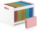 Hanging File Organizer Box for Letter Size, Bamboo File Folder Organizer, Storage Moving Boxes with Handle Wood Desk Filing B