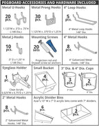 Azar Displays 900988-WHT 48" x 24" Pegboard Organizer Kit in White