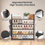 VILICK 5 Tier Shoe Rack with Hook and Side Pocket,Shoe Organizer Space Saver Storage for 20-25 Pair Shoe Storage Shelf Sturdy
