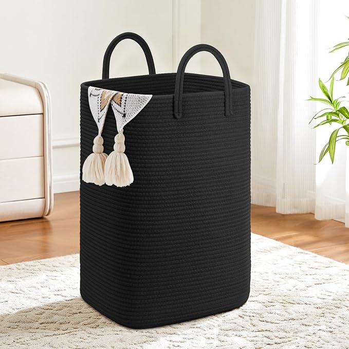 Artfeel Laundry Basket,Woven Cotton Rope Laundry Hamper,100L Versatile Storage for Dirty Clothes,Baby Toys,and Blankets in Ba