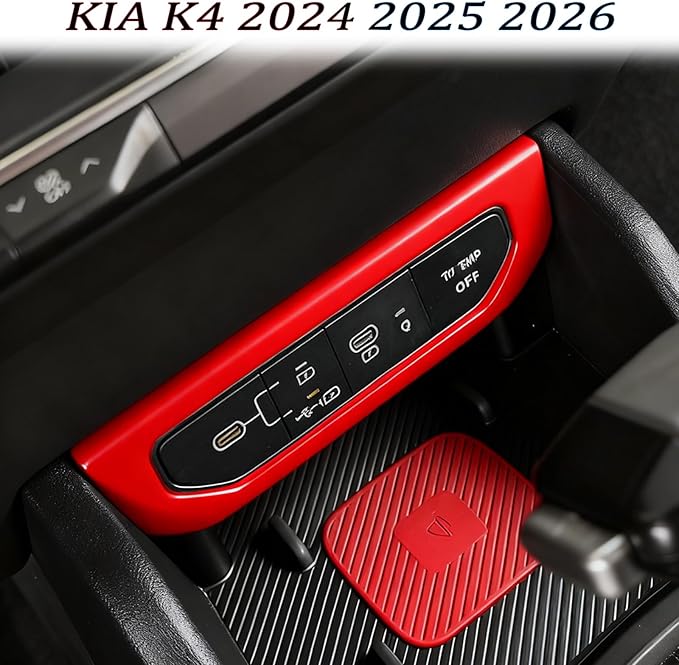 Center Console Switch Cover,for Kia K4 2024 2025 2026, Door Panel Cover,USB Panel Cover,Charging Port USB Hole Protective Cover - Wine Red Protective Accessories
