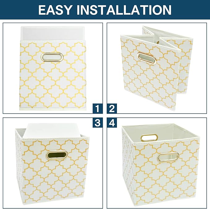 Fabric storage bins Cubes, Fabric Cube Organizer with Handle, Foldable Cube Bins for Cloth or Accessary Storage, 11x11x11, Se