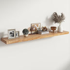 RICHFOCUS Elm Floating Shelves for Wall - 55" W x 9.3" D Rustic Solid Wood Shelves with Invisible Bracket, Wall-Mounted for L
