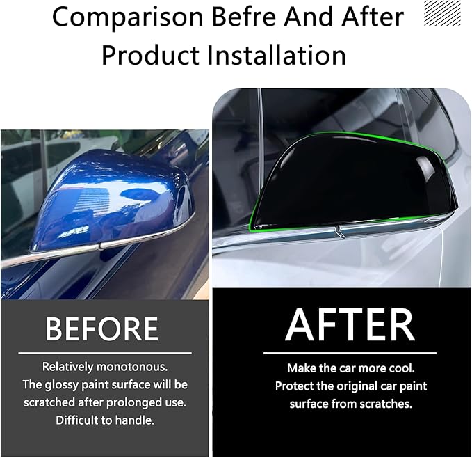 Side Mirror Cover for Tesla Car Exterior Accessories ABS Plastic Outside Cap (Pack of 2)(Model X 2017-2020 Gloss Black)
