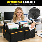 95L Car Trunk Organizer with 2 Tie-Down Straps&2 Removable Dividers|Foldable Cover,Multi-Compartment Collapsible Storage Box f
