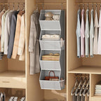 Hanging Closet Organizer 4 Shelf Collapsible Bedroom Closet Organizers and Storage Hanging with Mesh Pockets for Clothes, Fab