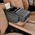 Car Armrest Cushion,5-in-1 Center Console Cover with 2 Storage Bags Cup Holder, Tissue Box Slot, Phone Slot for Sedans, Car Accessories Interior Organizers (Gey)