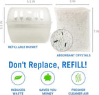 Refillable Moisture Absorber Bucket with Dehumidifier Refill Pack Moisture Absorbers for Closet Storage, Controls Water,