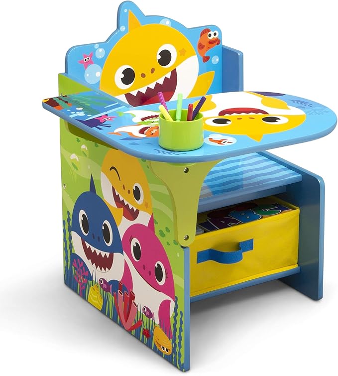 Baby Shark Chair Desk with Storage Bin - Ideal for Arts & Crafts, Snack Time, Homeschooling, Homework & More by Delta Childre