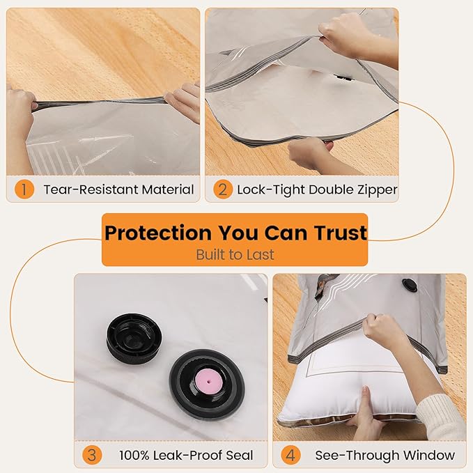 Vacuum Storage Bags Rechargeable Wireless Pump - 15 Pack Travel Storage Bags，Travel & Home Organizer Set, Multi-Size Space-Sa