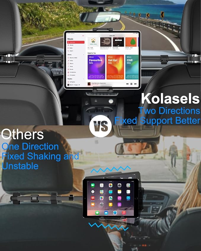 for iPad Holder for Car Back Seat, [Metal Telescopic Arm] Car Tablet Holder Back Seat for Kids, Headrest Tablet Mount for iPad Pro 12.9 Air Mini, Galaxy tab, 4-13" Tablets & Phones