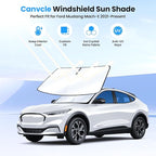 Windshield Sun Shade for 2021-2025 2026 Ford Mustang Mach-E Accessories Upgraded Double-Layer Front Window Sunshade Cover Sun Visor Protector Foldable Block UV Rays Keep Vehicle Cool