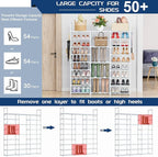 Mavivegue 9 Tiers Shoe Rack Tall Shoe Organizer Shoe Storage 50-55 Pairs Vertical Shoe Shelf Large Shoe Rack Organizer Stacka
