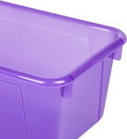 Storex Small Cubby Bins – Plastic Storage Containers for Classroom with Non-Snap Lid, 12.2 x 7.8 x 5.1 inches, Tint Violet, 5