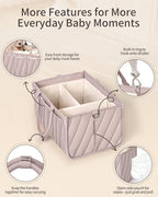 Diaper Caddy Organizer – Portable Storage Basket with Shoulder Strap & Stroller Hooks, Splashproof Quilted Nursery & Car Tote