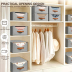 Homsorout Stackable Storage Drawers - Collapsible Storage Bins with Drawers, 6 Pack Closet Shelf Organizer Basket, Fabric Pul